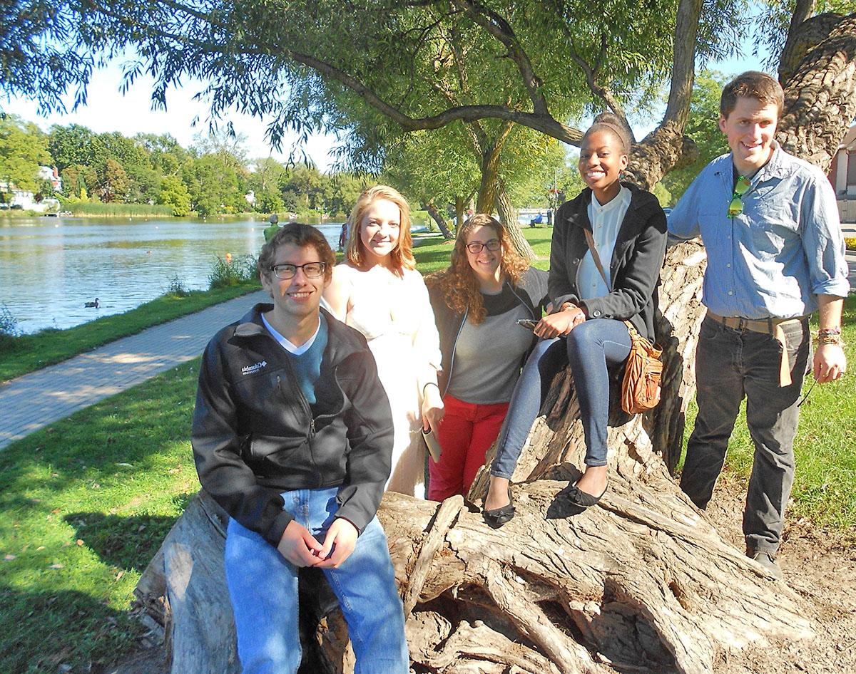 Students by the Avon River