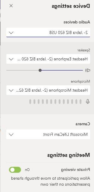 meeting device settings