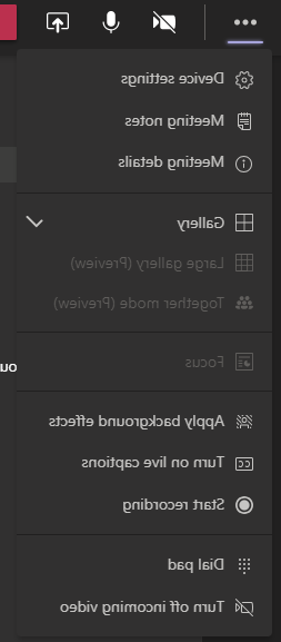 Teams Meeting More options menu