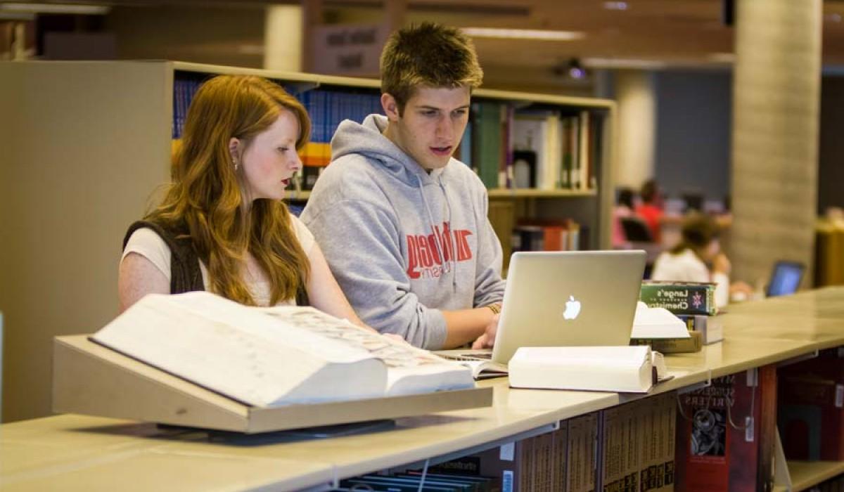 Students in Thomas Library