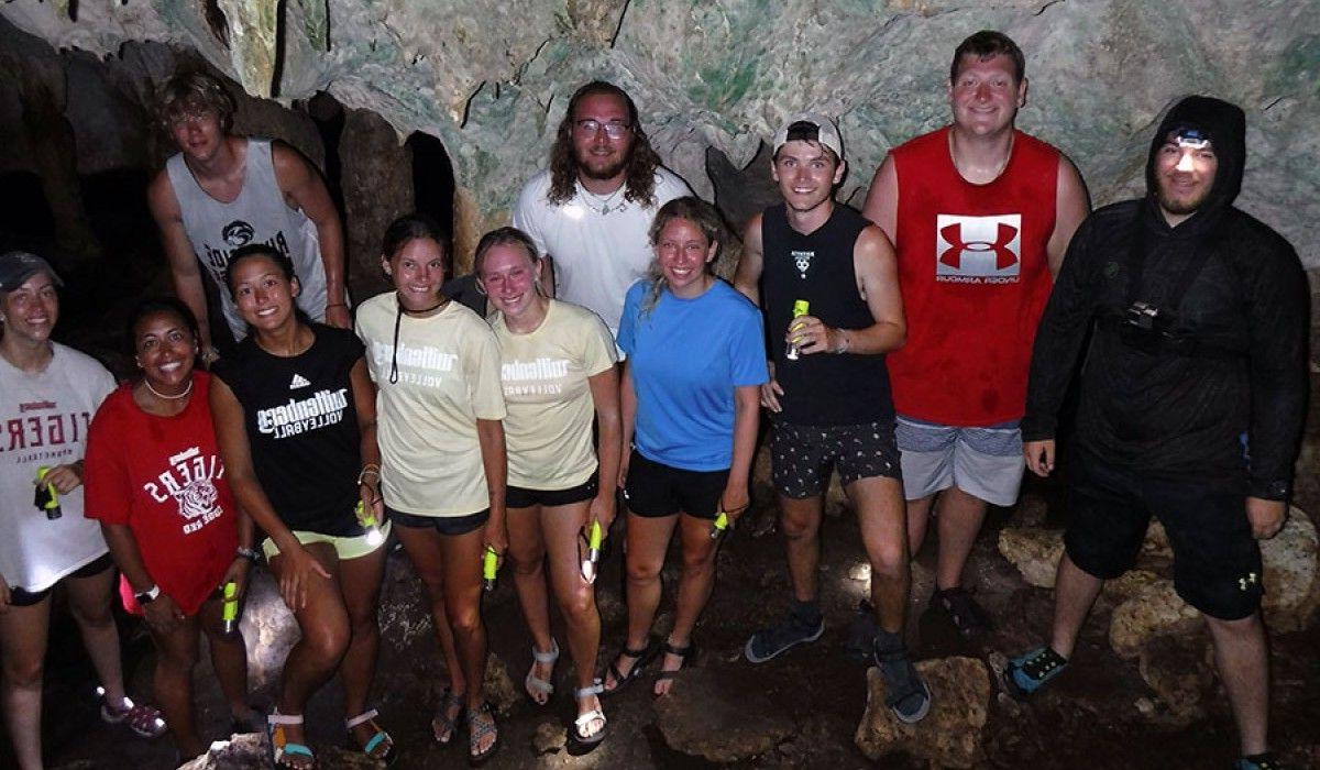 shot of the group in lighthouse cave