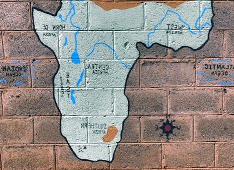 Map of Africa on Side of School in Lesotho